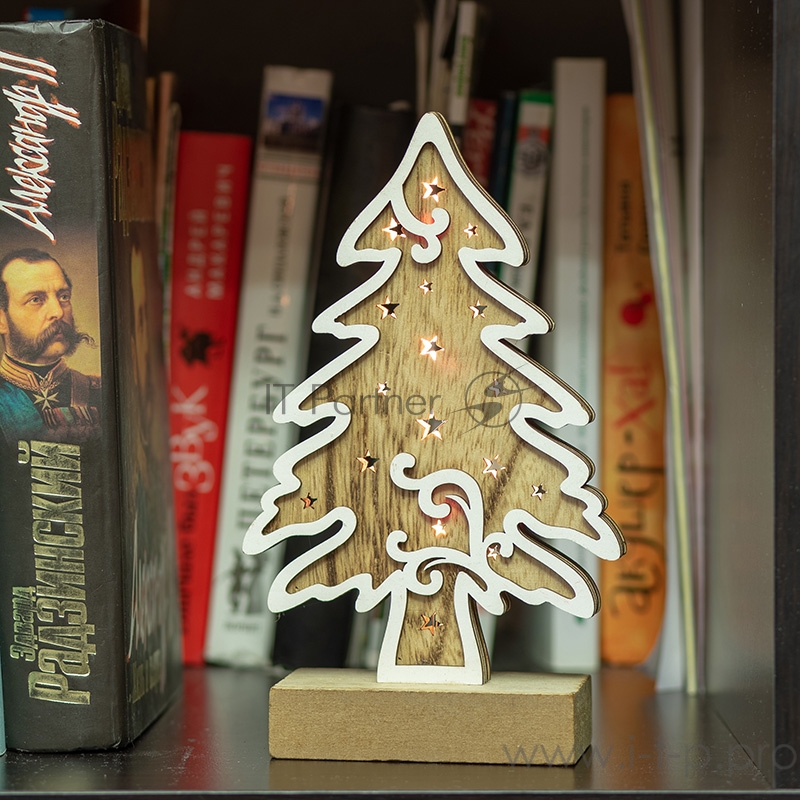 Деревянная фигурка с подсветкой Елочка 11,5*5*19 см