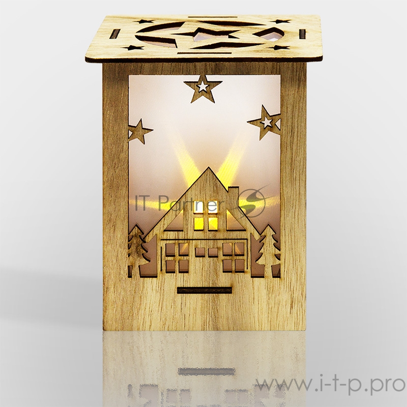 Деревянная фигурка с подсветкой Волшебный фонарик 13,8*11*11 см