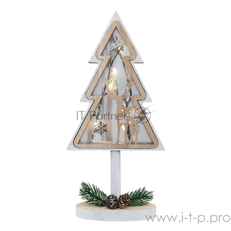 Деревянная фигурка с подсветкой «Елка на подставке» 14,5х5х30 см