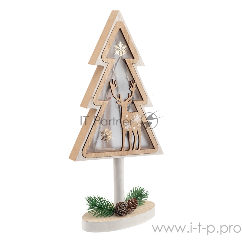 Деревянная фигурка с подсветкой «Елка на подставке» 14,5х5х30 см