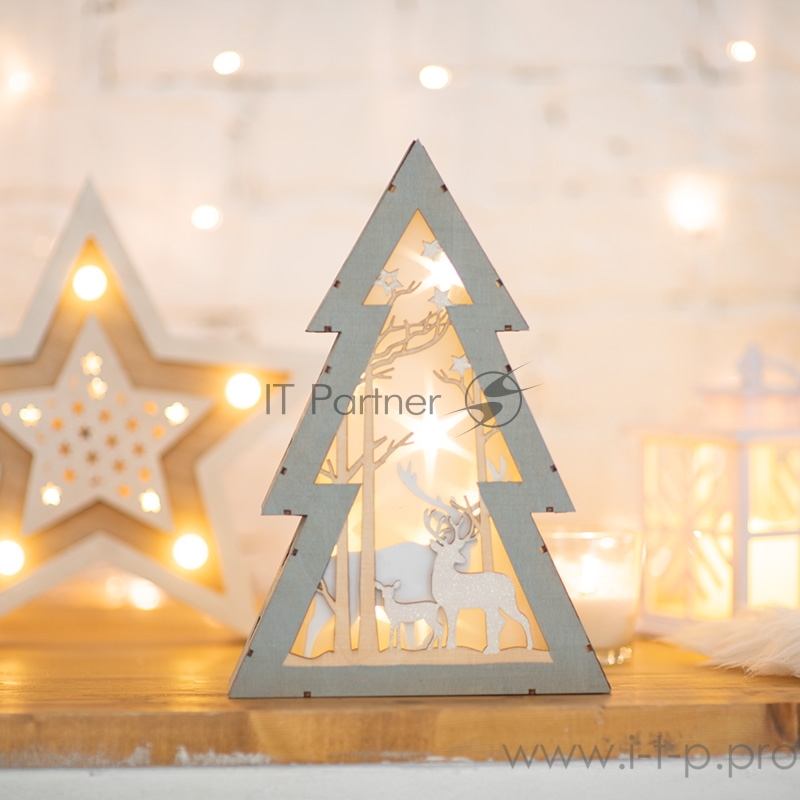 Деревянная фигурка с подсветкой «Елочка» 20х6,5х29 см