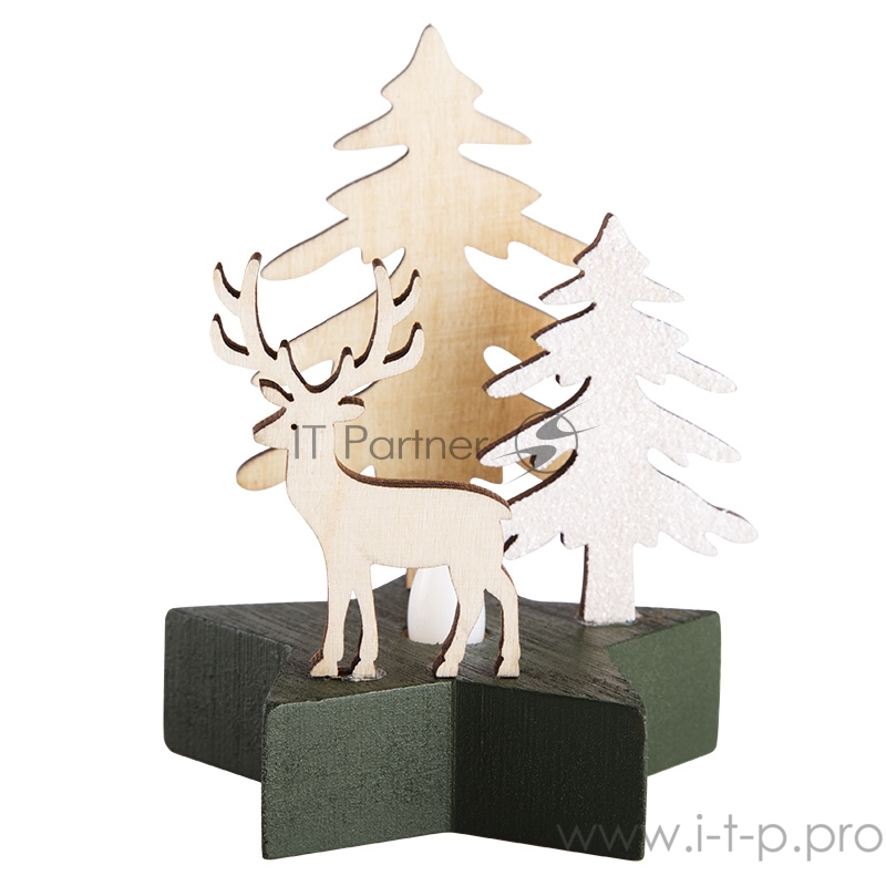 Деревянная фигурка с подсветкой Олень в лесу 9*8*10 см