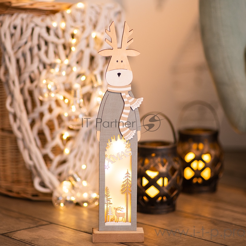 Деревянная фигурка с подсветкой «Рождественский олень» 11х5х47 см