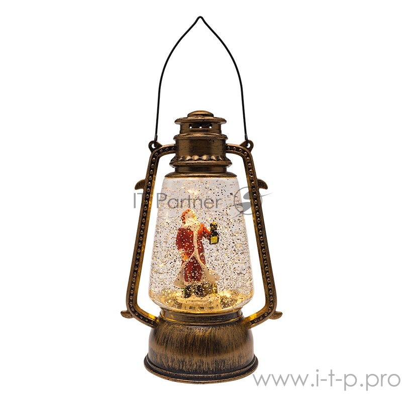 Декоративный фонарь с эффектом снегопада и подсветкой «Санта Клаус», теплый белый