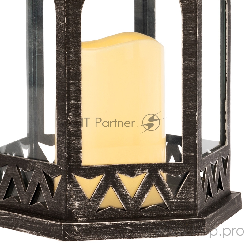 Декоративный фонарь со свечой 18x16.5x31 см, черный корпус, теплый белый цвет свечения NEON-NIGHT