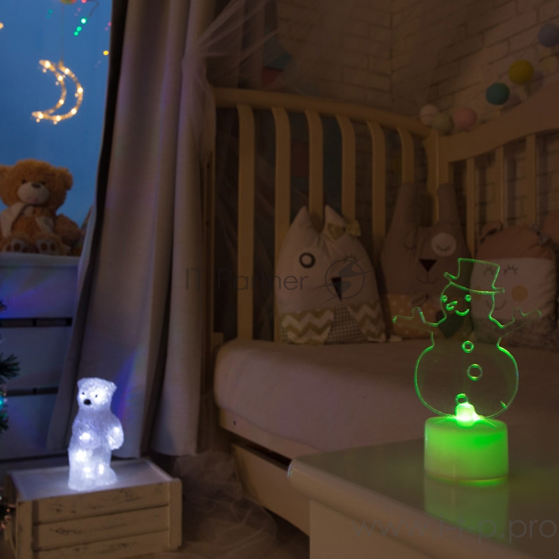 Фигура светодиодная на подставке Снеговик в шляпе 2D, RGB