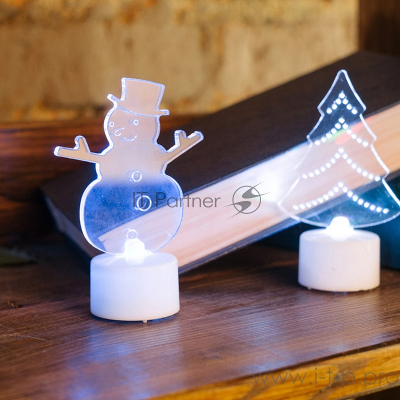 Фигура светодиодная на подставке Снеговик в шляпе 2D, RGB