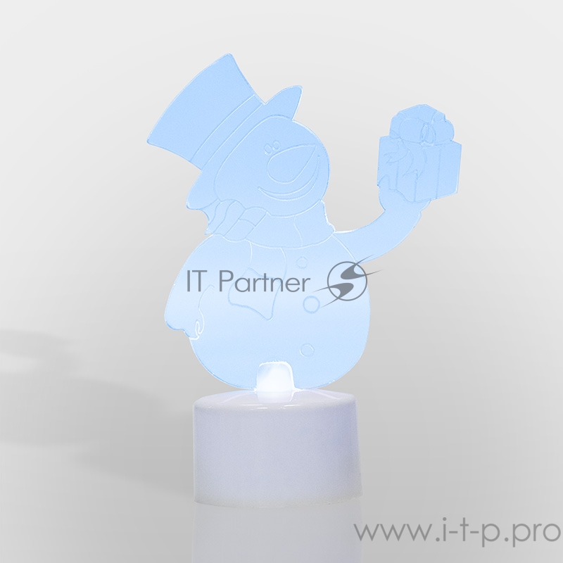 Фигура светодиодная на подставке Снеговик с подарком 2D, RGB