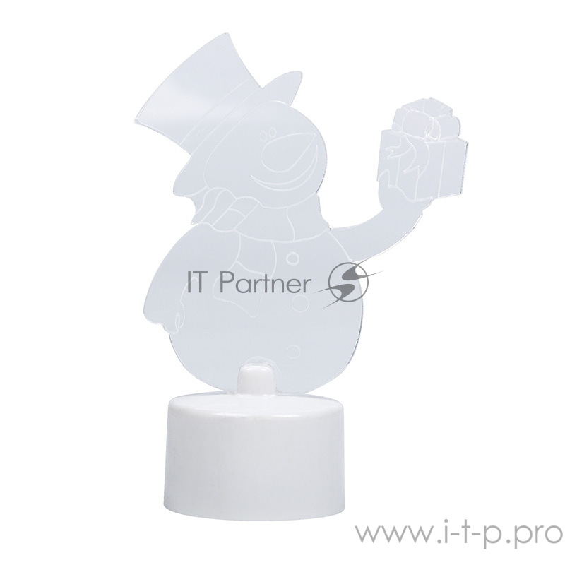 Фигура светодиодная на подставке Снеговик с подарком 2D, RGB