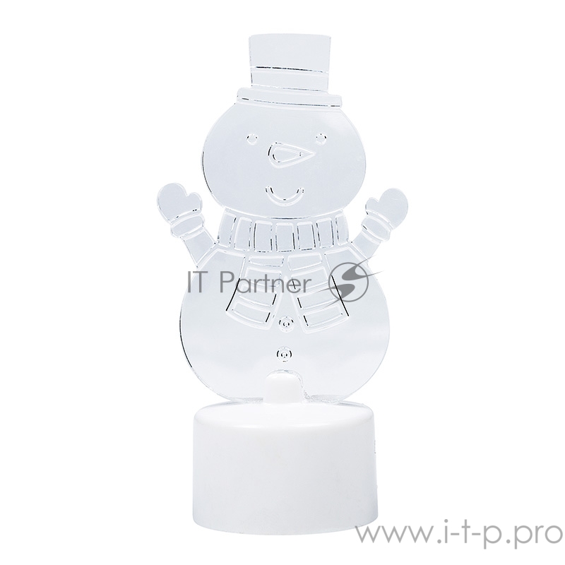Фигура светодиодная на подставке Снеговик с шарфом 2D, RGB