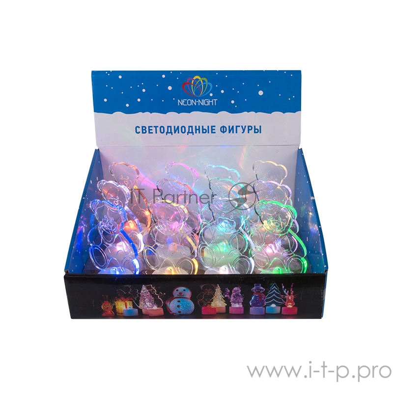 Фигура светодиодная на подставке Мишка 2D, RGB