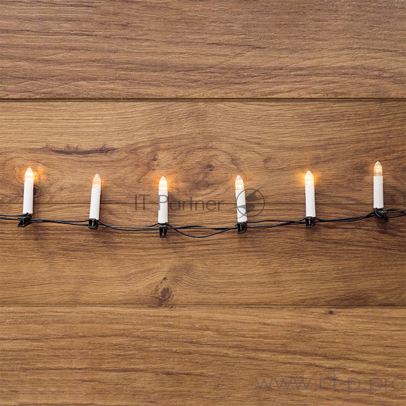 Гирлянда Свечи 4м, темно-зеленый ПВХ, 20 LED ТЕПЛЫЙ БЕЛЫЙ