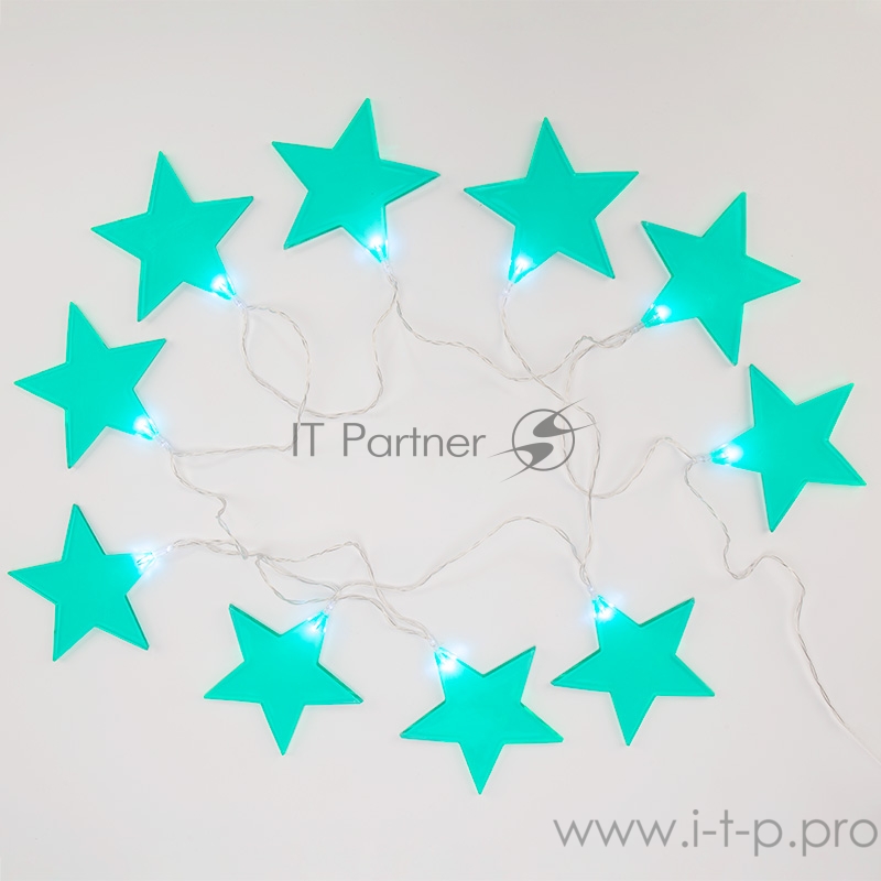 Гирлянда светодиодная «Звездопад» бирюзовая 10 LED, 2,25 м, прозрачныйПВХ, белый цвет свечения, 2 х АА (батарейки не в комплекте) NEON-NIGHT