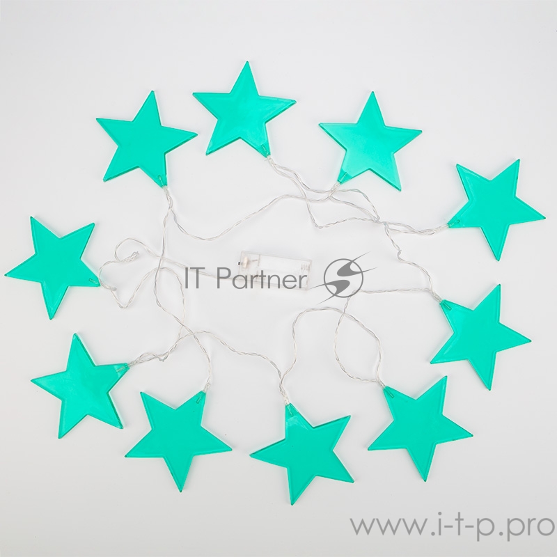 Гирлянда светодиодная «Звездопад» бирюзовая 10 LED, 2,25 м, прозрачныйПВХ, белый цвет свечения, 2 х АА (батарейки не в комплекте) NEON-NIGHT