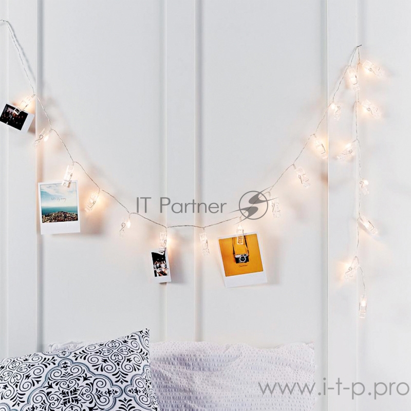 Гирлянда светодиодная «Прищепки» 10 LED, 1.5 м, прозрачный ПВХ, теплый белый цвет свечения, 2 х АА (батарейки не в комплекте) NEON-NIGHT