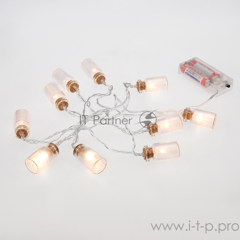 Гирлянда светодиодная «Баночки» 1.5 м, 10 LED, прозрачный ПВХ, цвет свечения теплый белый, 2 х АА (батарейки не в комплекте) NEON-NIGHT