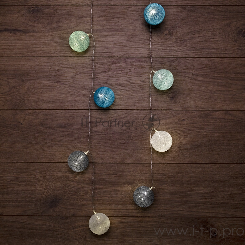 Тайские фонарики «Северное сияние» 3,5 м, прозрачный ПВХ, 20 LED, теплый белый, питание 2 х АА (батарейки не в комплекте)