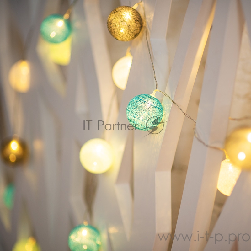 Тайские фонарики «Северное сияние» 3,5 м, прозрачный ПВХ, 20 LED, теплый белый, питание 2 х АА (батарейки не в комплекте)