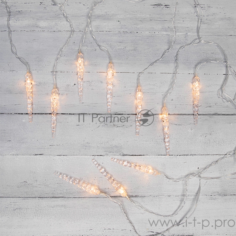 Гирлянда «Сосульки» 1,5х0,25 м, прозрачный провод, теплый белый цвет свечения NEON-NIGHT