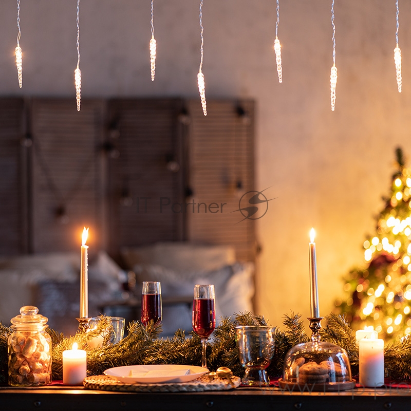 Гирлянда «Сосульки» 1,5х0,25 м, прозрачный провод, теплый белый цвет свечения NEON-NIGHT