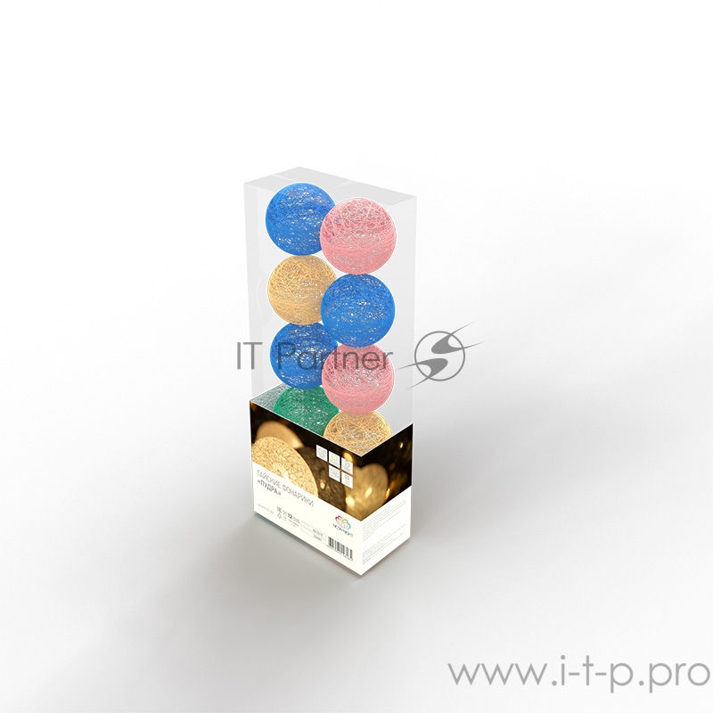 Тайские фонарики «Пудра» 1,5 м, прозрачный ПВХ, 10 LED, теплый белый, питание 2 х АА (батарейки не в комплекте)