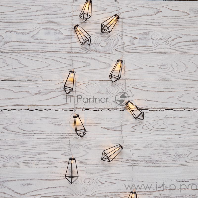 Гирлянда светодиодная «Кристаллы» черные 10 LED, 1,5 м, прозрачный ПВХ, теплый белый свет свечения, 2 х АА (батарейки не в комплекте) NEON-NIGHT