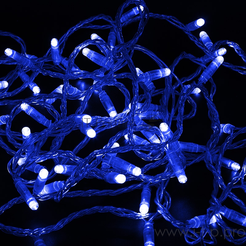 Гирлянда Нить 10м, постоянное свечение, прозрачный ПВХ, 230В, цвет: Синий