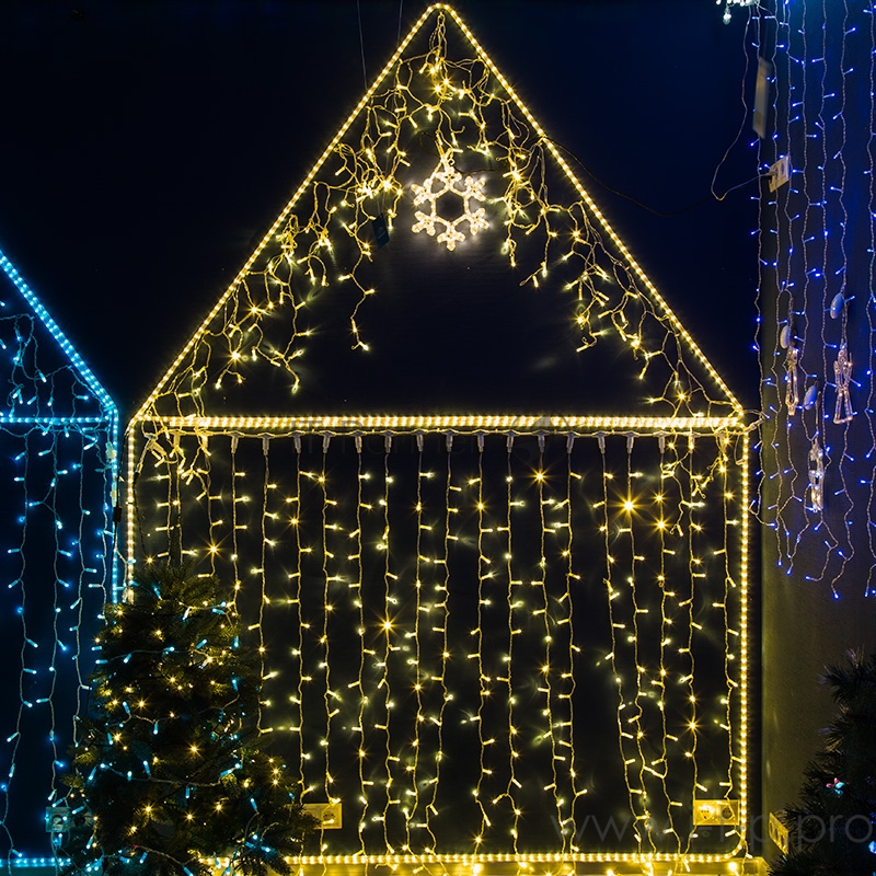 Гирлянда Нить 10м, постоянное свечение, чёрный ПВХ, 230В, цвет: Золото