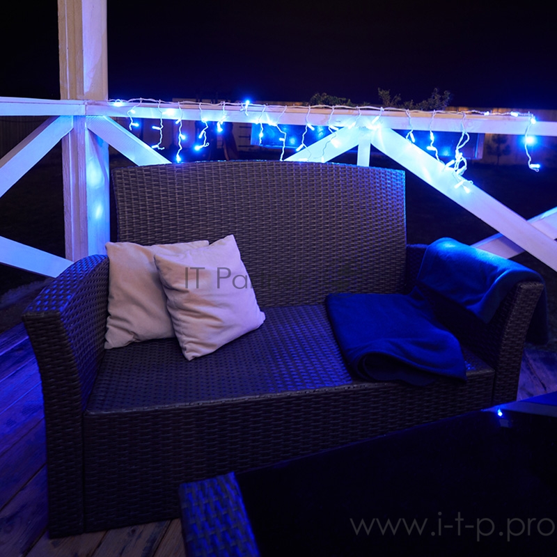 Гирлянда Айсикл (бахрома) светодиодный, 2,4х0,6м, эффект мерцания, белый провод, 230 В, диоды БЕЛЫЕ, 88 LED NEON-NIGHT