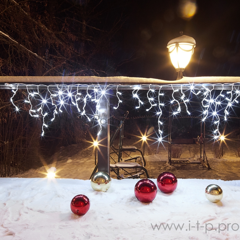 Гирлянда Айсикл (бахрома) светодиодный, 2,4 х 0,6 м, белый провод, 230 В, диоды белые, 88 LED NEON-NIGHT