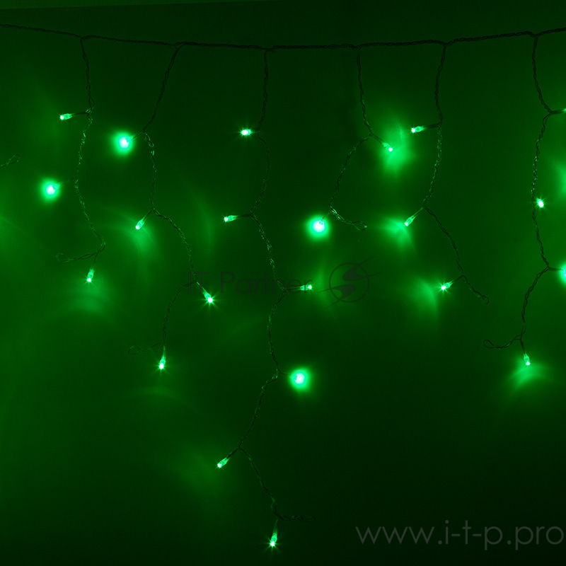 Гирлянда Айсикл (бахрома) светодиодный, 2,4 х 0,6 м, прозрачный провод, 230 В, диоды зелёные, 88 LED NEON-NIGHT