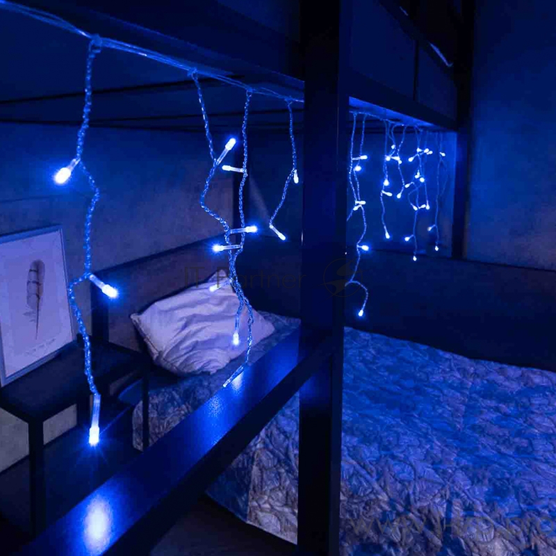 Гирлянда Айсикл (бахрома) светодиодный, 1,8 х 0,5 м, прозрачный провод, 230 В, диоды синие