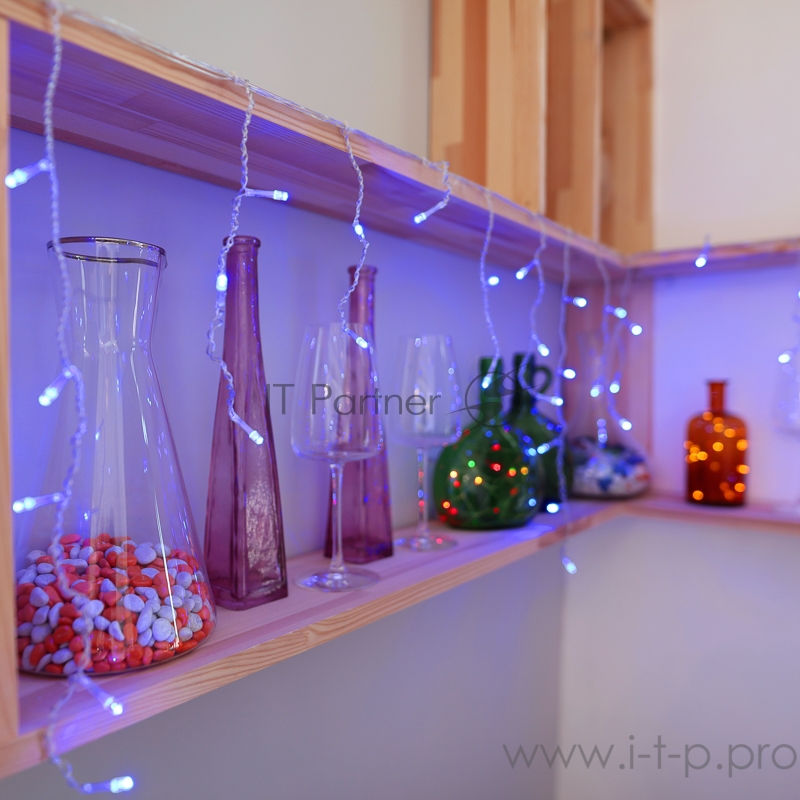 Гирлянда Айсикл (бахрома) светодиодный, 1,8 х 0,5 м, прозрачный провод, 230 В, диоды синие