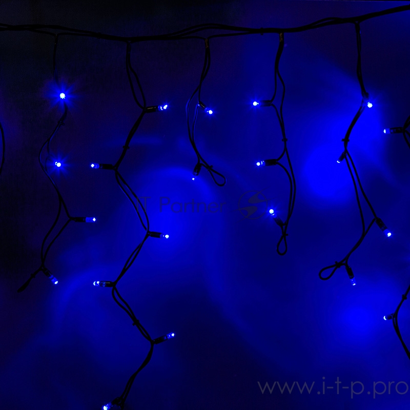 Гирлянда Айсикл (бахрома) светодиодный, 3,2 х 0,9 м, черный провод КАУЧУК, 230 В, диоды синие, 120 LED NEON-NIGHT