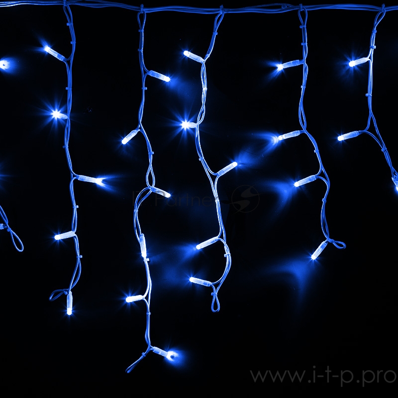 Гирлянда Айсикл (бахрома) светодиодный, 4,0 х 0,6 м, белый провод КАУЧУК, 230 В, диоды синие, 128 LED
