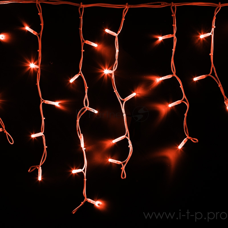 Гирлянда Айсикл (бахрома) светодиодный, 4,0 х 0,6 м, белый провод КАУЧУК, 230 В, диоды красные, 128 LED