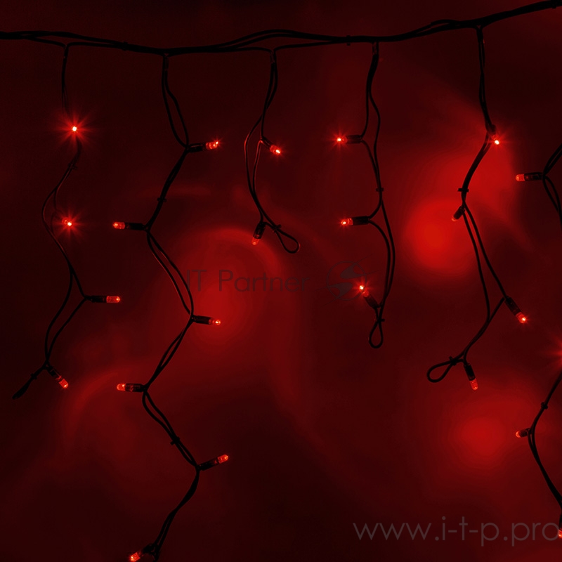 Гирлянда Айсикл (бахрома) светодиодный, 5,6 х 0,9 м, черный провод КАУЧУК, 230 В, диоды красные, 240 LED NEON-NIGHT