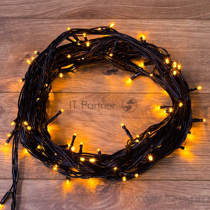 Гирлянда Твинкл Лайт 10 м, черный ПВХ, 100 диодов, цвет оранжевый