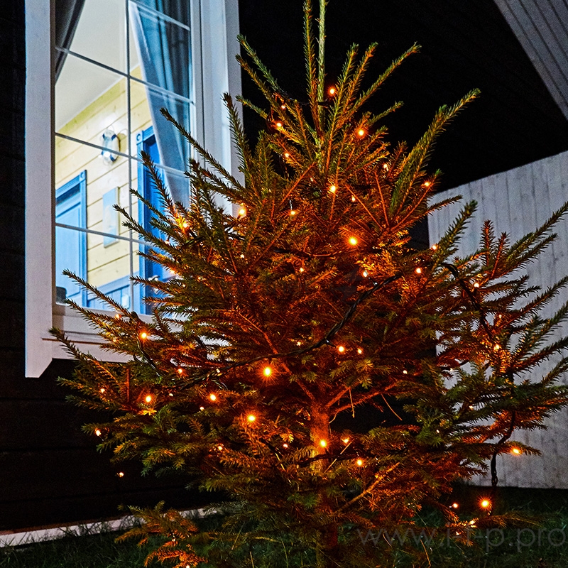 Гирлянда Твинкл Лайт 10 м, черный ПВХ, 100 диодов, цвет оранжевый