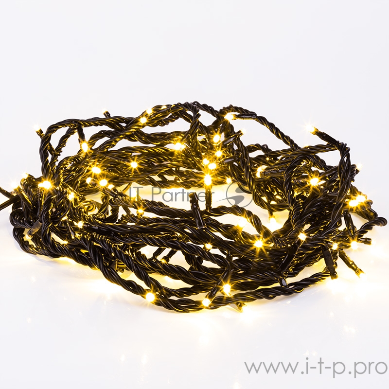 Гирлянда Твинкл Лайт 10 м, черный ПВХ, 100 диодов, цвет золотой