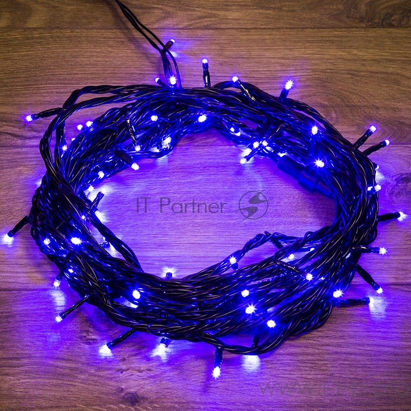 Гирлянда Твинкл Лайт 10 м, черный ПВХ, 100 диодов, цвет синий