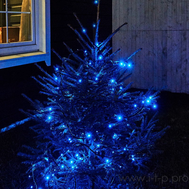 Гирлянда Твинкл Лайт 10 м, черный ПВХ, 100 диодов, цвет синий