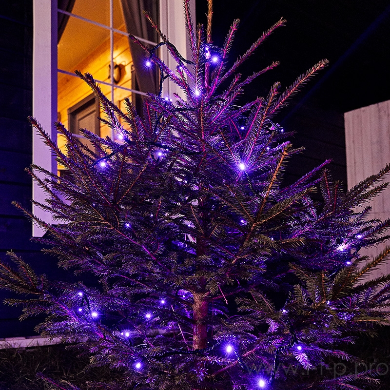 Гирлянда Твинкл Лайт 10 м, черный ПВХ, 100 диодов, цвет фиолетовый