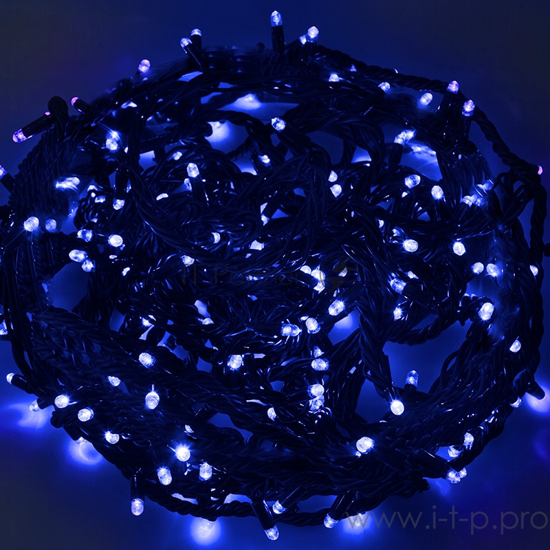 Гирлянда Твинкл Лайт 20 м, черный КАУЧУК, 240 диодов, цвет синий