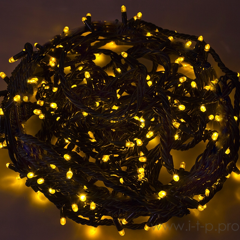 Гирлянда Твинкл Лайт 20 м, черный КАУЧУК, 240 диодов, цвет желтый