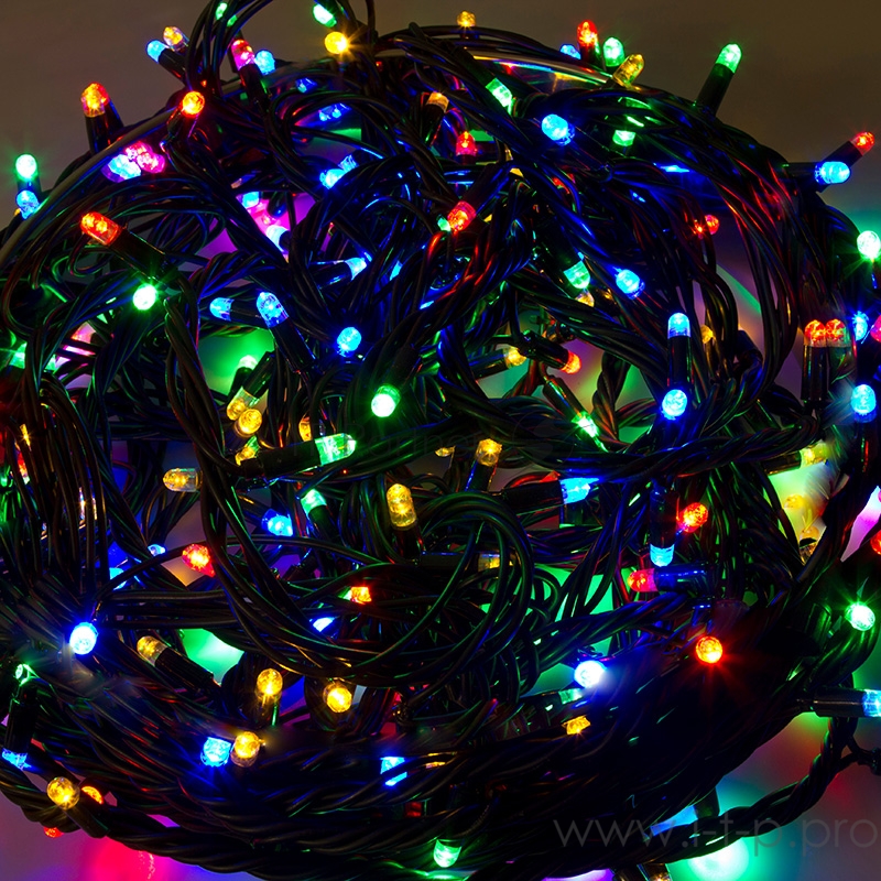 Гирлянда Твинкл Лайт 20 м, черный КАУЧУК, 240 диодов, цвет мультиколор