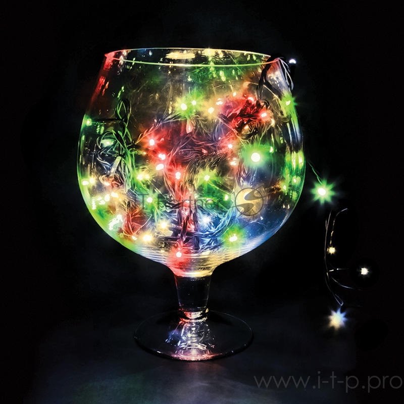 Гирлянда Твинкл Лайт 20 м, черный КАУЧУК, 240 диодов, цвет мультиколор