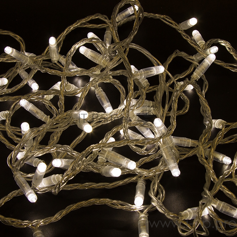Гирлянда Нить 10м, с эффектом мерцания, прозрачный ПВХ, 24В, цвет: Тёплый белый