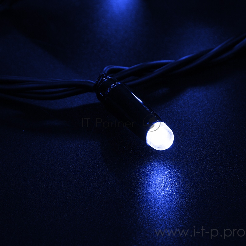Гирлянда Нить 10м, постоянное свечение, черный ПВХ, 230В, цвет: Синий