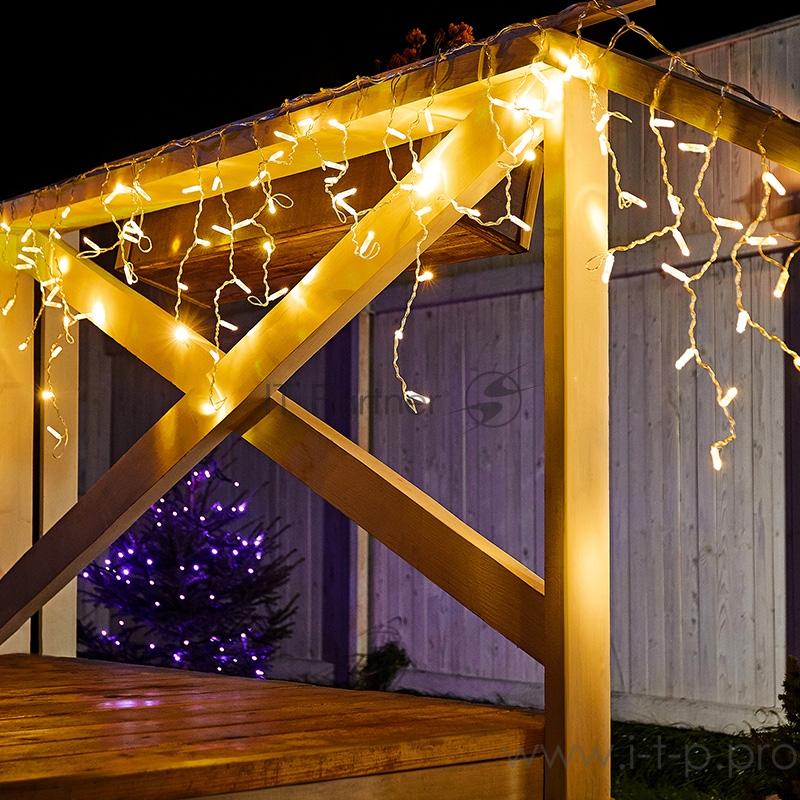 Гирлянда Айсикл (бахрома) светодиодный, 2,4 х 0,6 м, прозрачный провод, 230 В, диоды ТЕПЛЫЙ БЕЛЫЙ, 88 LED NEON-NIGHT